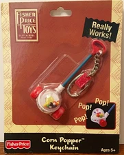 HTF Basic Fun Fisher Price Corn Popper  Keychain. Really Works! NIP