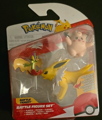 Jazwares Pokémon Flapple Jolteon Clefairy Battle Figure Set Plastic Age 4+