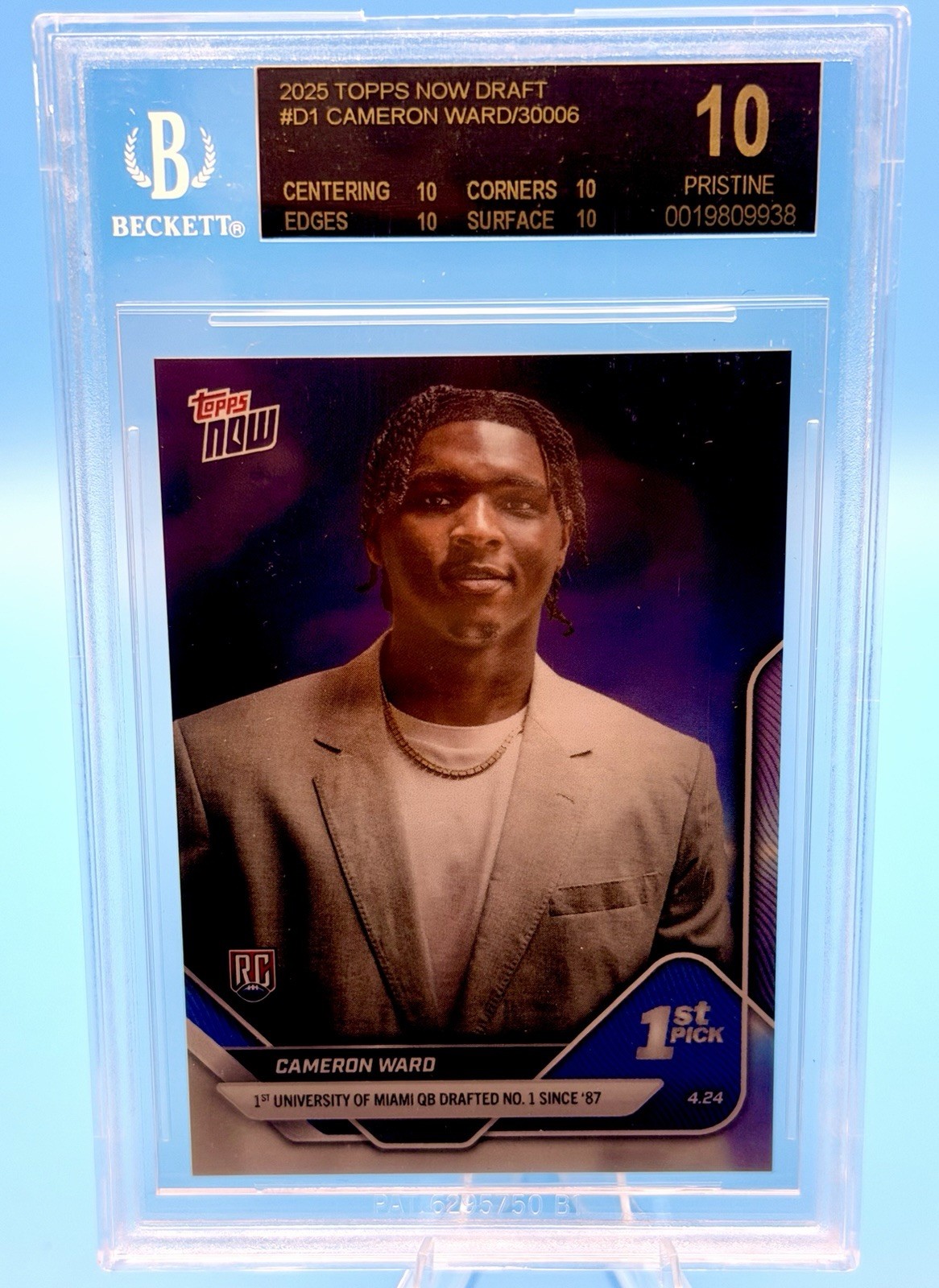 2025 Topps Now Draft - Cameron Ward #D-1 (RC) BGS Pristine  Black Label🔥⭐️🔥⭐️ view 2