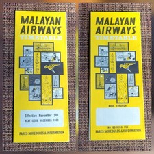 1963 Malayan Airways Airline Timetable Brochure Hong Kong Singapore