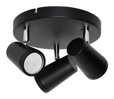 Bathroom Light Black Freya 3 Spot Plate Matt IP44 Spa SPA-35080-MBLK