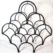 Freestanding Black Iron Wine Rack / Holds 8 Bottles / Scalloped Design
