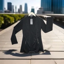 ELESOL Women's Fall Blazer Long Open Front  Sz Small Business Casual Black K0268