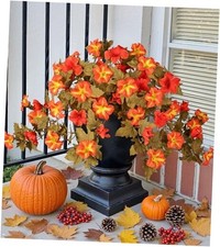 Artificial Fall Flowers for Outdoors Decoration 2PCS Autumn Faux Fall Orange