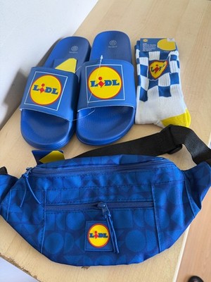 Brandneu mit Etikett blau Lidl Bauchtasche Gürteltasche Bauchtasche & 8/9 Schieber Flip Flops & Socken