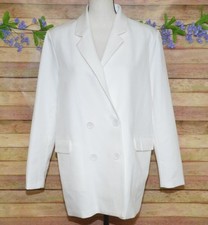 M.N.I. Ladies M White Double Breasted Blazer Jacket Stretch Career Office