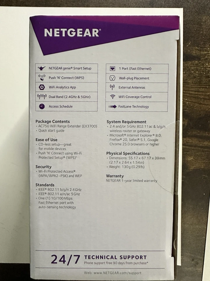 NETGEAR AC750 WiFi Range Extender Essentials Edition EX3700-100NAS New In Box - Image 4 of 4