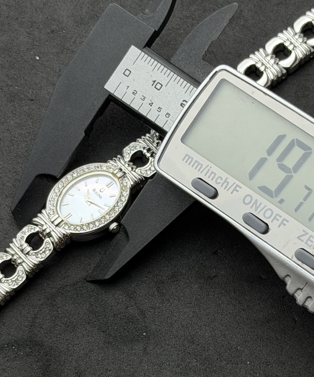 Vtg New 2004 BULOVA Diamond Women's 20mm Quartz Watch Steel Case