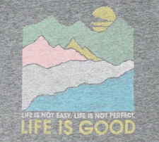 LIFE IS GOOD Not Easy Not Perfect Gray Size Small LS Crew Neck Crusher T-Shirt