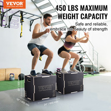 3 in 1 Plyometric Jump Box, 24/20/16 Inch Wooden Plyo Box, Platform  Jumping Ag
