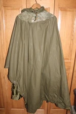 US Military Issue Post Vietnam USGI Rain Poncho OD Green Wet Weather Cover JF23