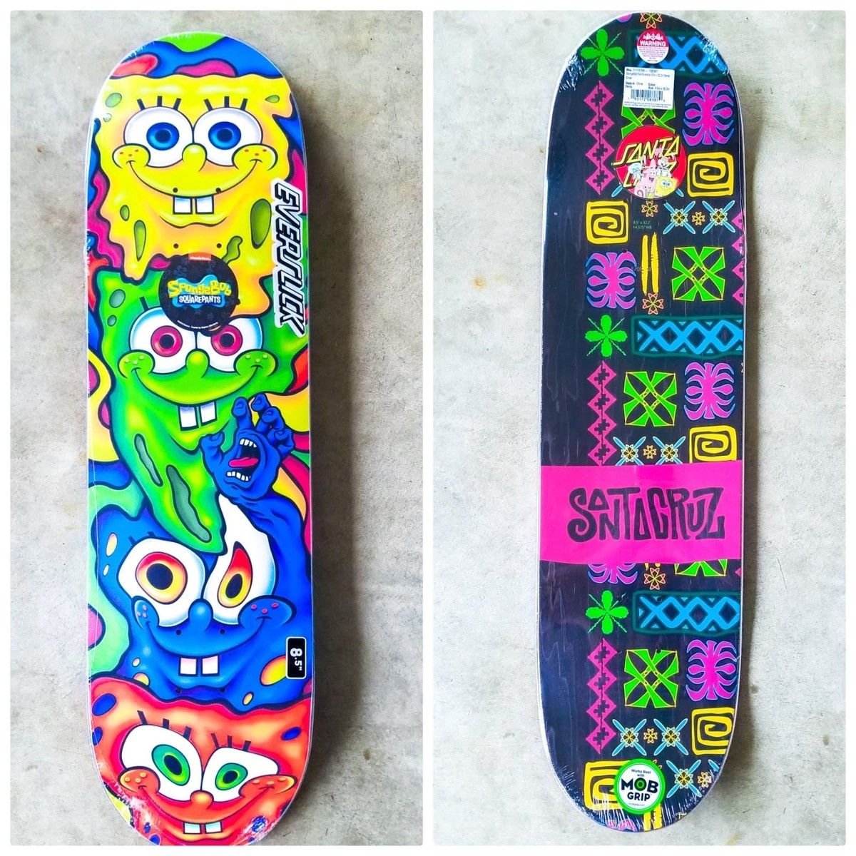 Slick Bottom Santa Cruz SpongeBob Melt Ever Slick Skateboard Deck