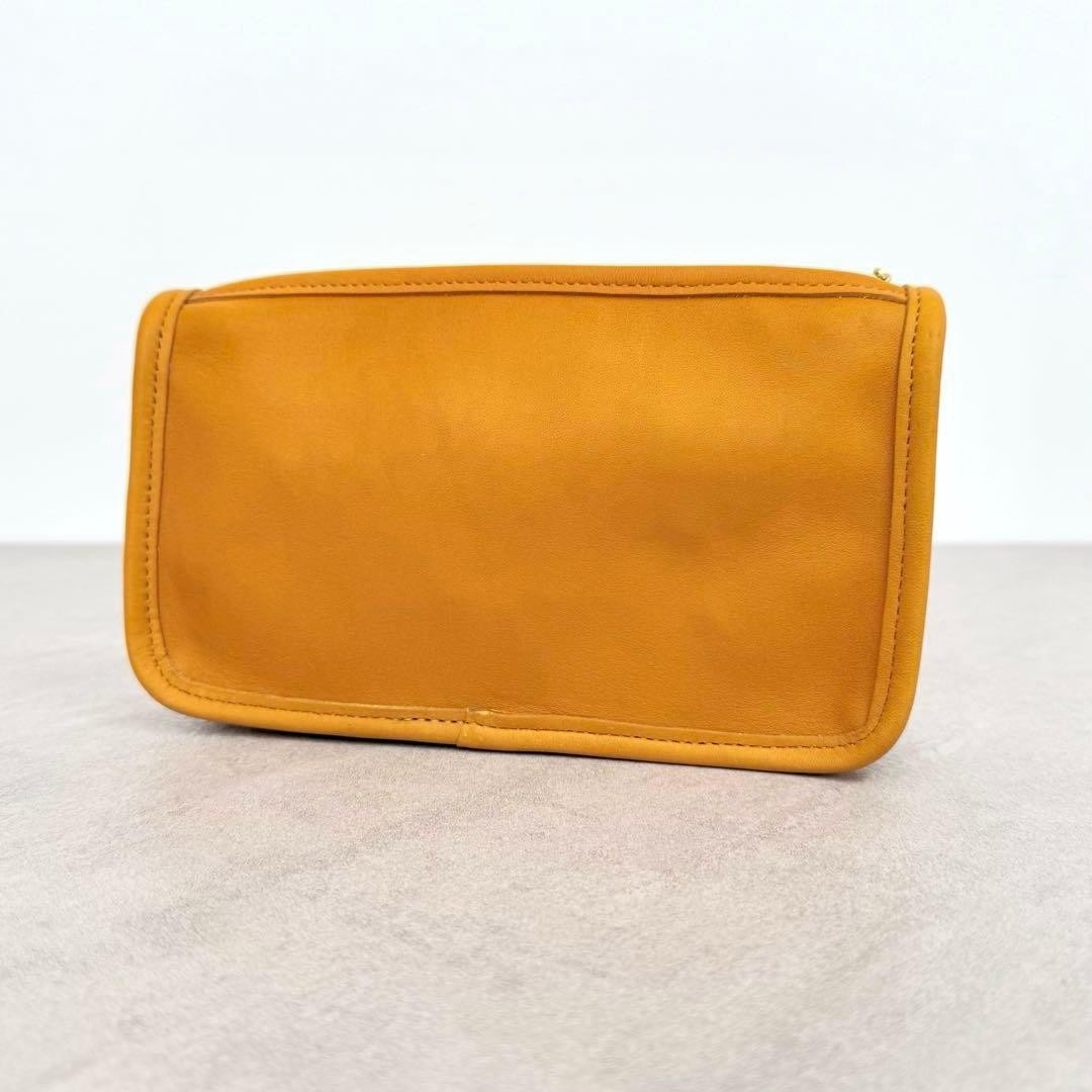 良品 オールドコーチ Chunky Case COACH Chunky Case Pouch Leather Yellow Zip Closure Logo Charm