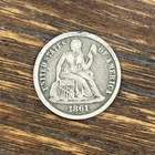1861 Seated Liberty Dime 10c Civil War Date Circulated Silver US Coin (#064)