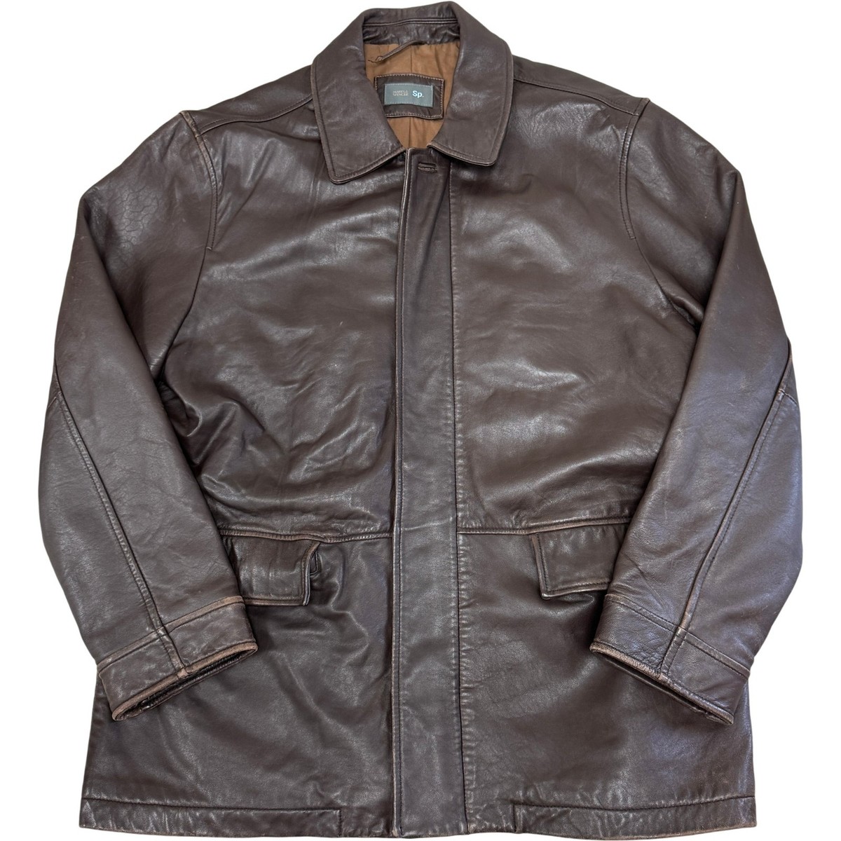 Marks Spencer Leather Jacket Brown Classic Mens Large UK - Main Image