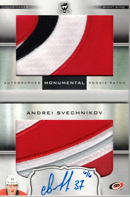 2018-19 Andrei Svechnikov The Cup Monumental Rookie Patch Auto 6/6
