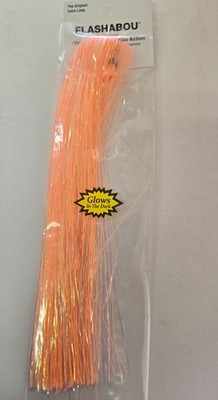 Flashabou Tinsel   '' Pearl-A-GLOW In The Dark '' #7154 Orange   Predator  &Jigs