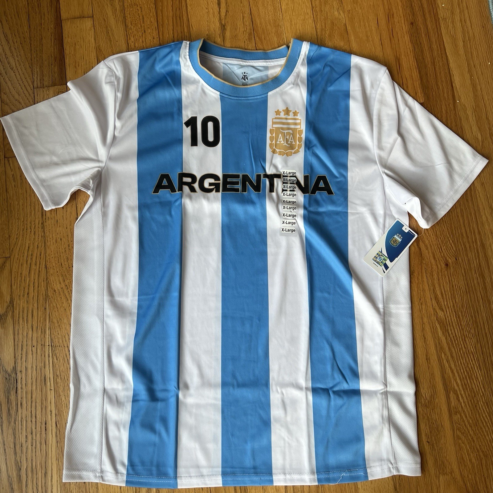 NWT AFA Argentina Soccer Jersey Messi #10 Blue White Size XL Official Licensed