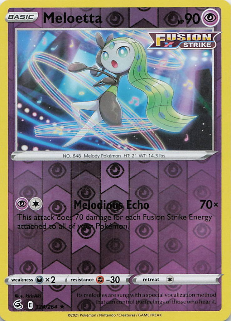 Meloetta 124/264 Rare Fusion Strike Pokemon Reverse Holo Near Mint