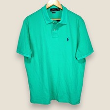 Polo Ralph Lauren Polo Shirt Men Large Green Purple Pony 100 Cotton Pique