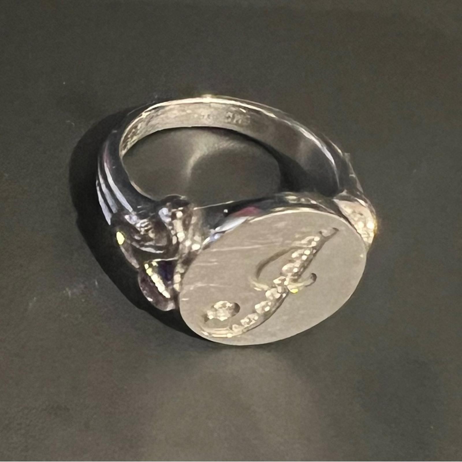 Rhinestone cursive “J” ring - image 1