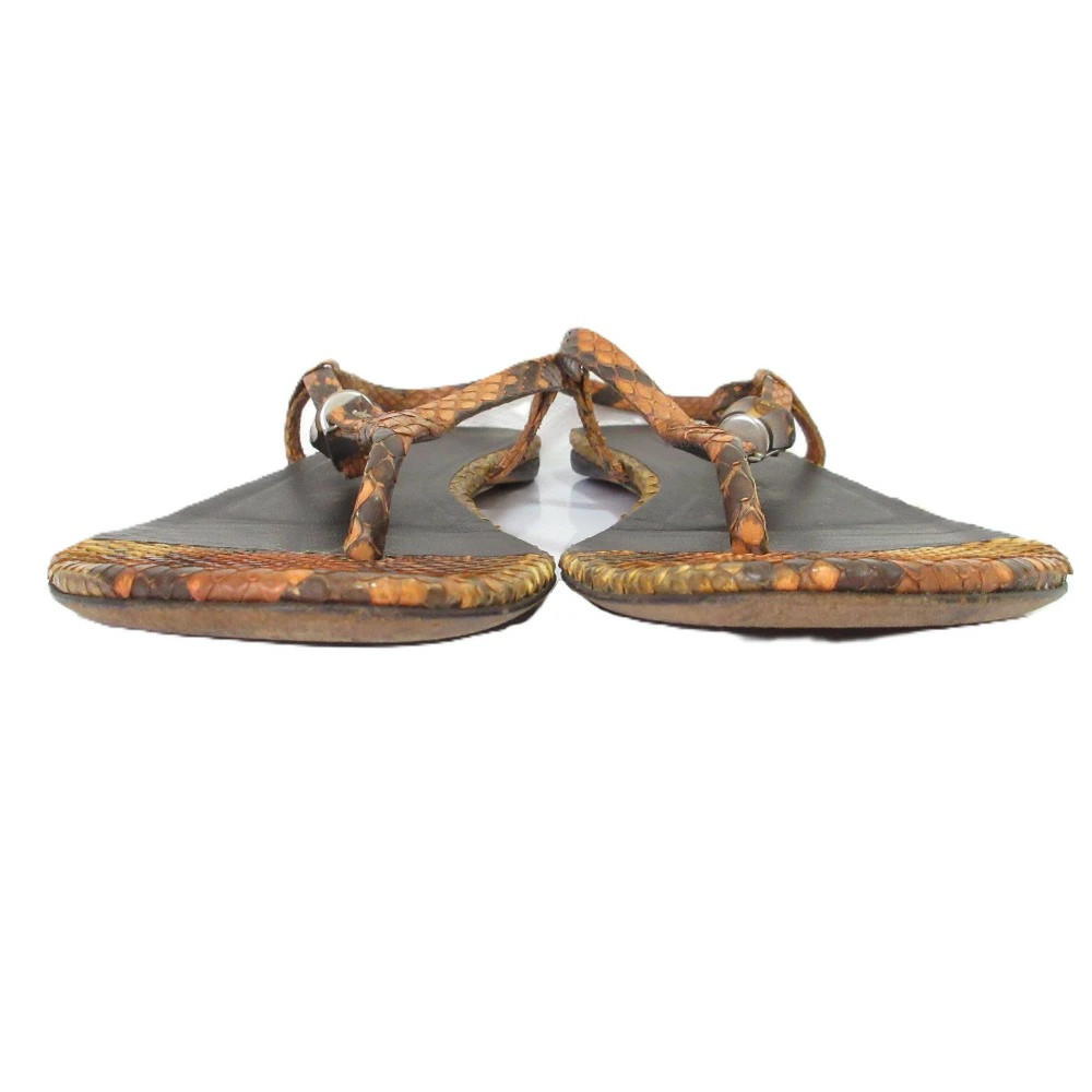 GUCCI Bamboo Python Leather Slingback Flat Sandal… - image 3