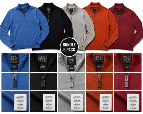Jos. A. Bank Traveler Men’s Merino Wool 1/4 Zip Sweater Bundle Size M – 5 Colors