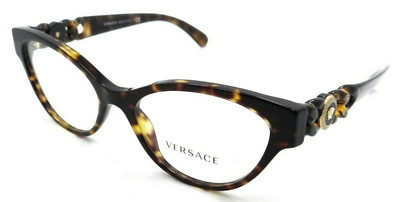 New VERSACE Eyeglasses VE 3305 108 55-17 140 Tortoise Chain &Gold Cat Eye Frames