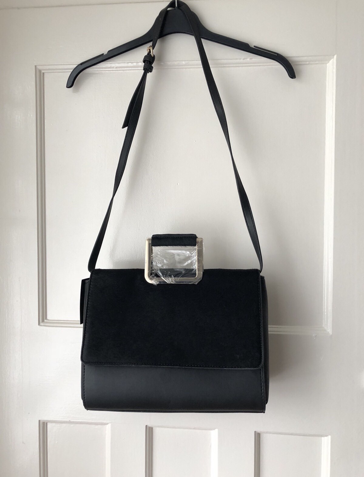 ZARA BLACK CITY BAG WITH FAUX FUR FLAP METAL HANDLES BNWT 18337204040037 |  eBay