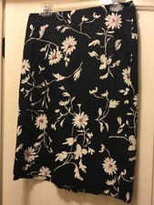 talbots regular size 8 skirt black with white flowers