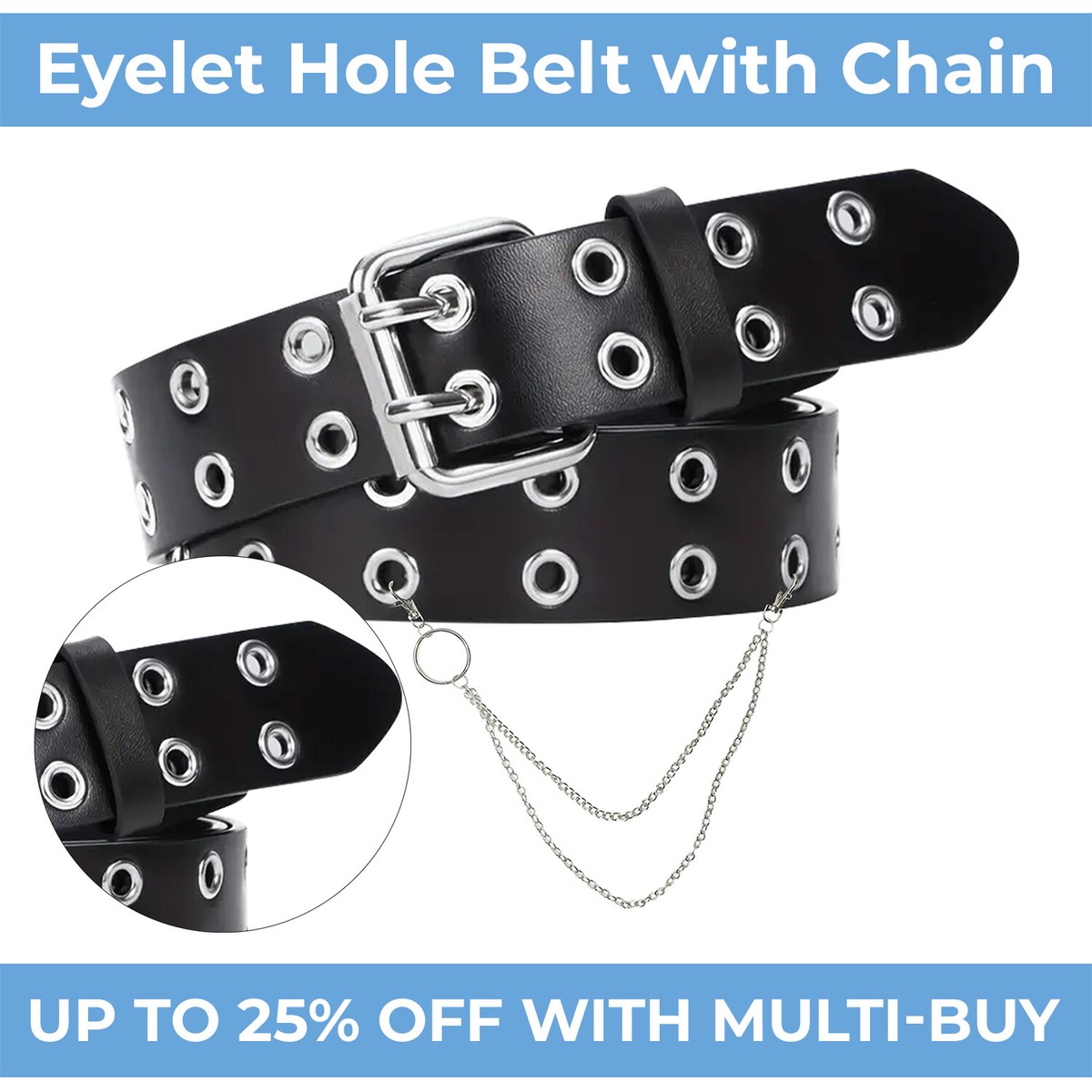 Womens Skirt Belt Punk Waist Belt Eyelet Grommet Belt Waist Chain