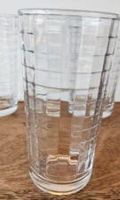 Set Of 2 Pasabache Optic Block Tall Juice Glasses 8 Oz. 5 1/8" No Chips