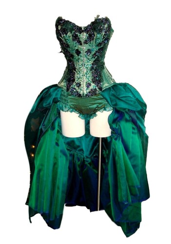 Burlesque Professional Costume Silk Peacock Size S