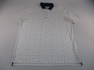 Greyson Polo Shirt Mens 2XL White Polka Dot Golf Casual Short Sleeve  Performance