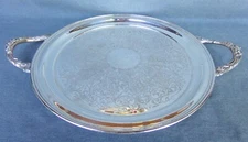 Vintage Sheridan Silverplate 12" Round Serving Tray With Handles