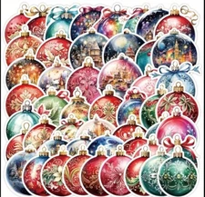 10pcs Christmas Ornament Stickers- Scrapbook, Journal, DIY Crafts & Cards
