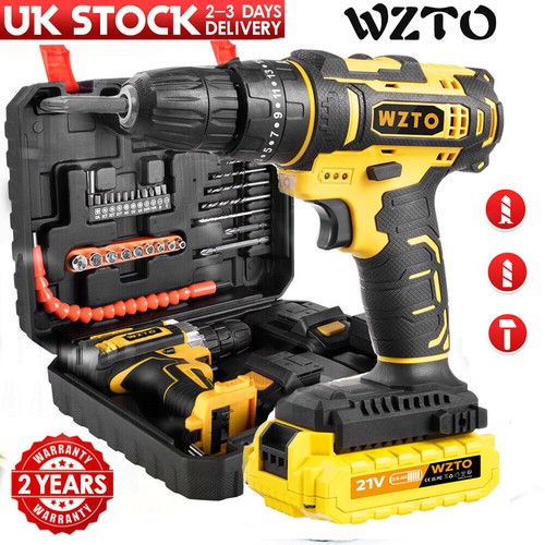 21V Cordless Drill Electric Screwdriver Impact Driver Combi Drills Kit+