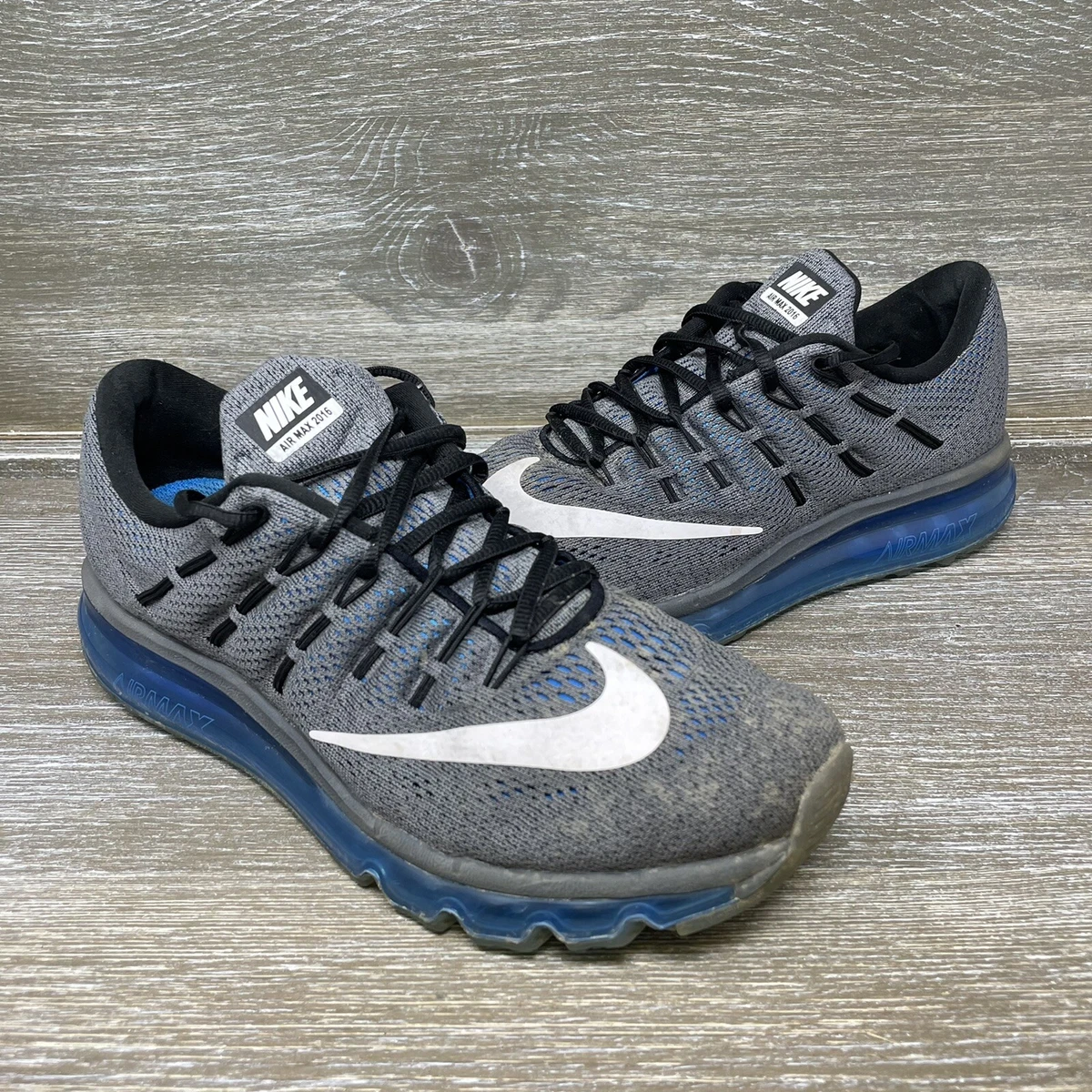 Nike Max 2016 Gray Blue Running Shoes Sneakers 806771-002 Mens Size |