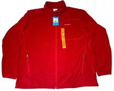 Columbia Men's XXL Red Softshell Fleece Jacket Full Zip Soft Pockets