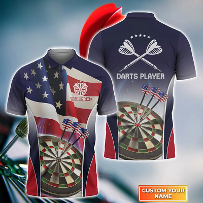 American Darts Player Polo 3D Shirt For Darts Player, Dart Shirt, Sports Shirt,
