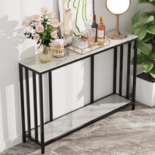 XXLDecorative Console Table Narrow Long Table Double Layers Marble Storage Shelf