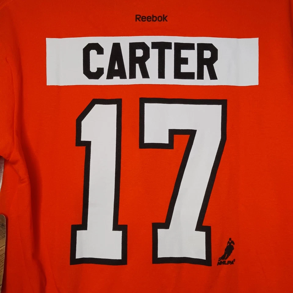 Camiseta Reebok Philadelphia Flyers Niños Jóvenes Talla L Jeff Carter #17 Nueva Naranja Foto 3 de 4