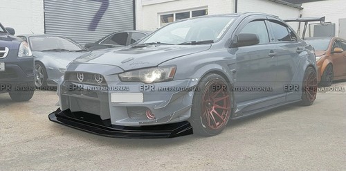 VRS Style FRP Wide Front Lip With Diffuser Kits For Mitsubishi Evolution EVO 10 - Foto 2 di 12