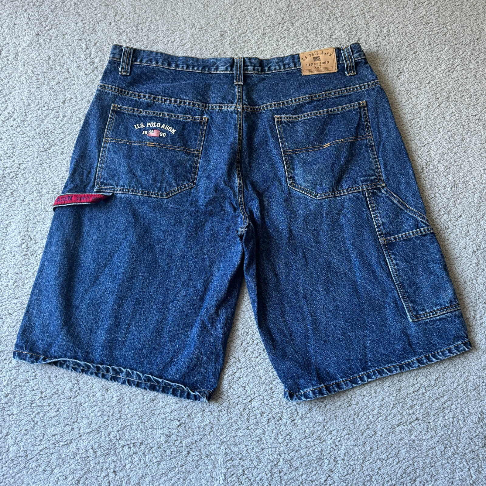 U.S. Polo Assn. Shorts Mens 42 Blue Bermuda Carpenter Denim Jean Skater Hip Hop