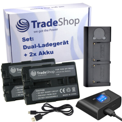 Dual LCD Ladegerät USB + 2x Akku für Sony HVR-A1P HVR-A1U MVC-CD (Mavica) Serie