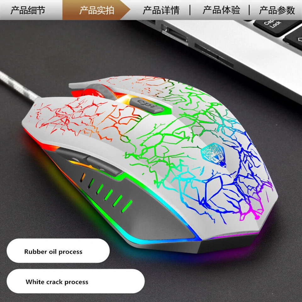 3200 DPI Optical Gaming Mouse Mice Wired 4 Buttons Ergonomic RGB Backlit for PC - Image 3 of 4