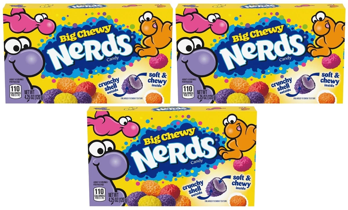 3x Grand Moelleux Nerds Bonbon Variés Arôme Théâtre Boite 120g