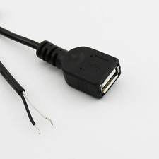USB 2.0 A Female Jack to 2 Pin 2 wire Charge Cord Cable Connector DIY 30cm 1ft