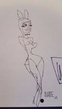 Todd White Art ORIGINAL Sketch PLAYBOY BUNNY Hugh Hefner One of the MOST ICONIC