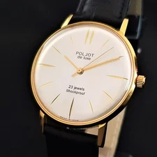 Vintage Watch USSR Poljot De LUXE Ultra SLIM 23 Jewels Soviet Wristwatch 2209